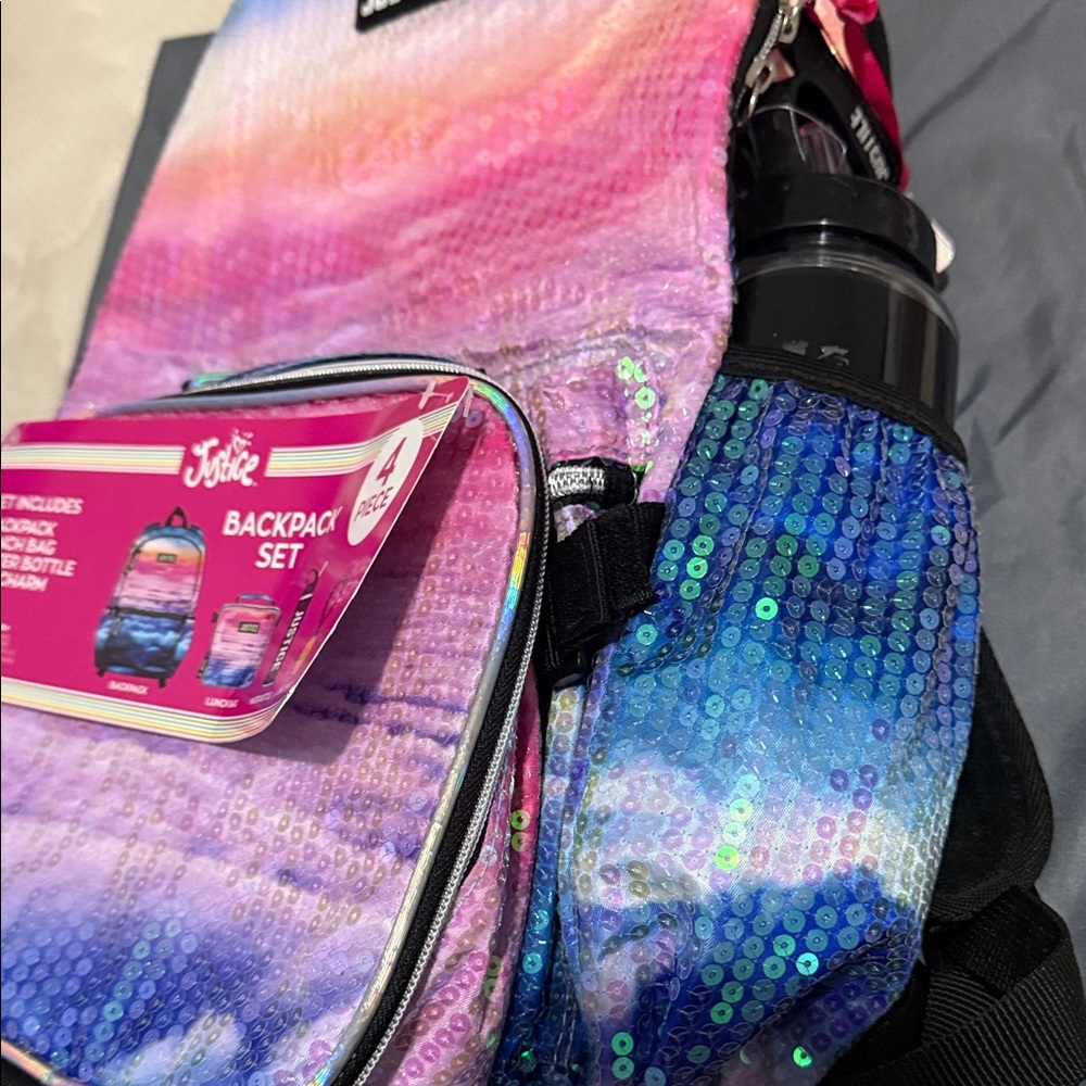 Justice Rainbow Sequin Backpack Set - Picture 2 of 3